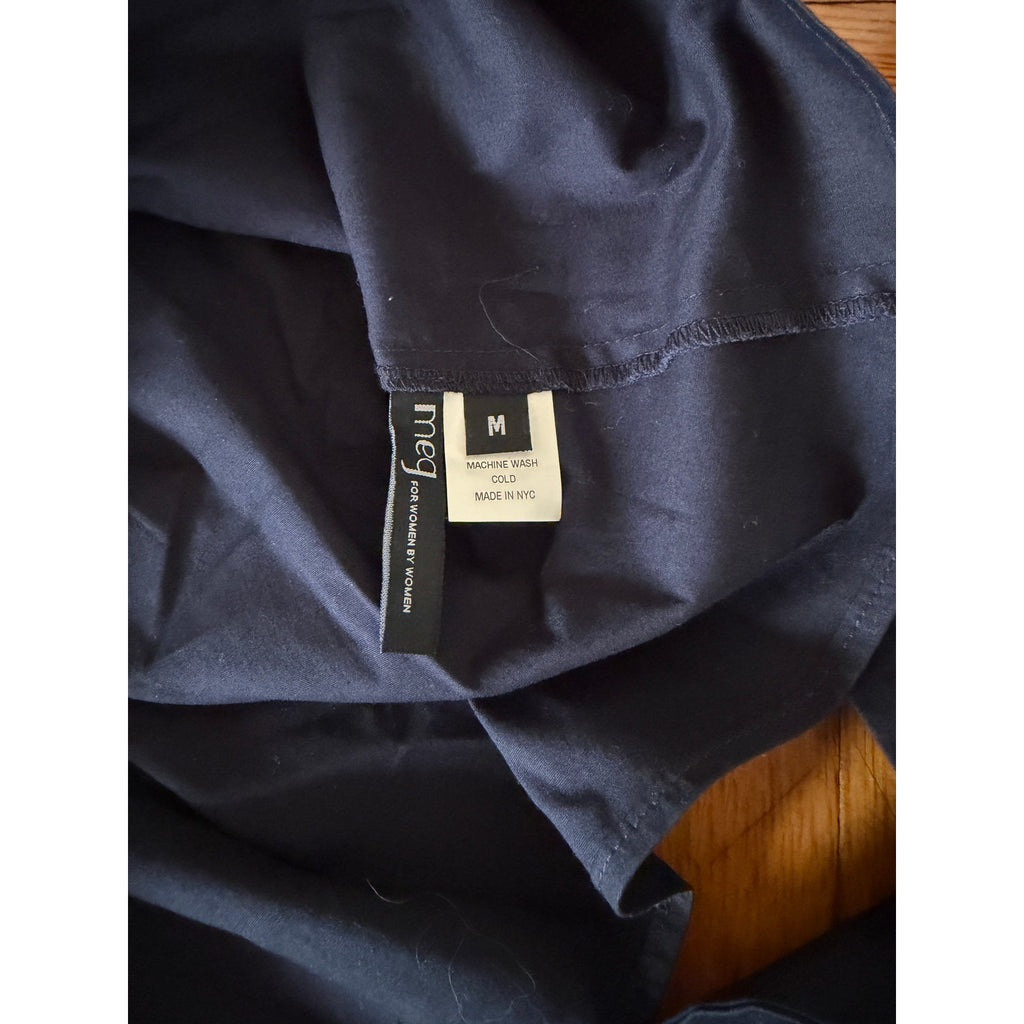 MEG Midnight Blue Cotton Flutter Sleeve V-Neck Tie Top M