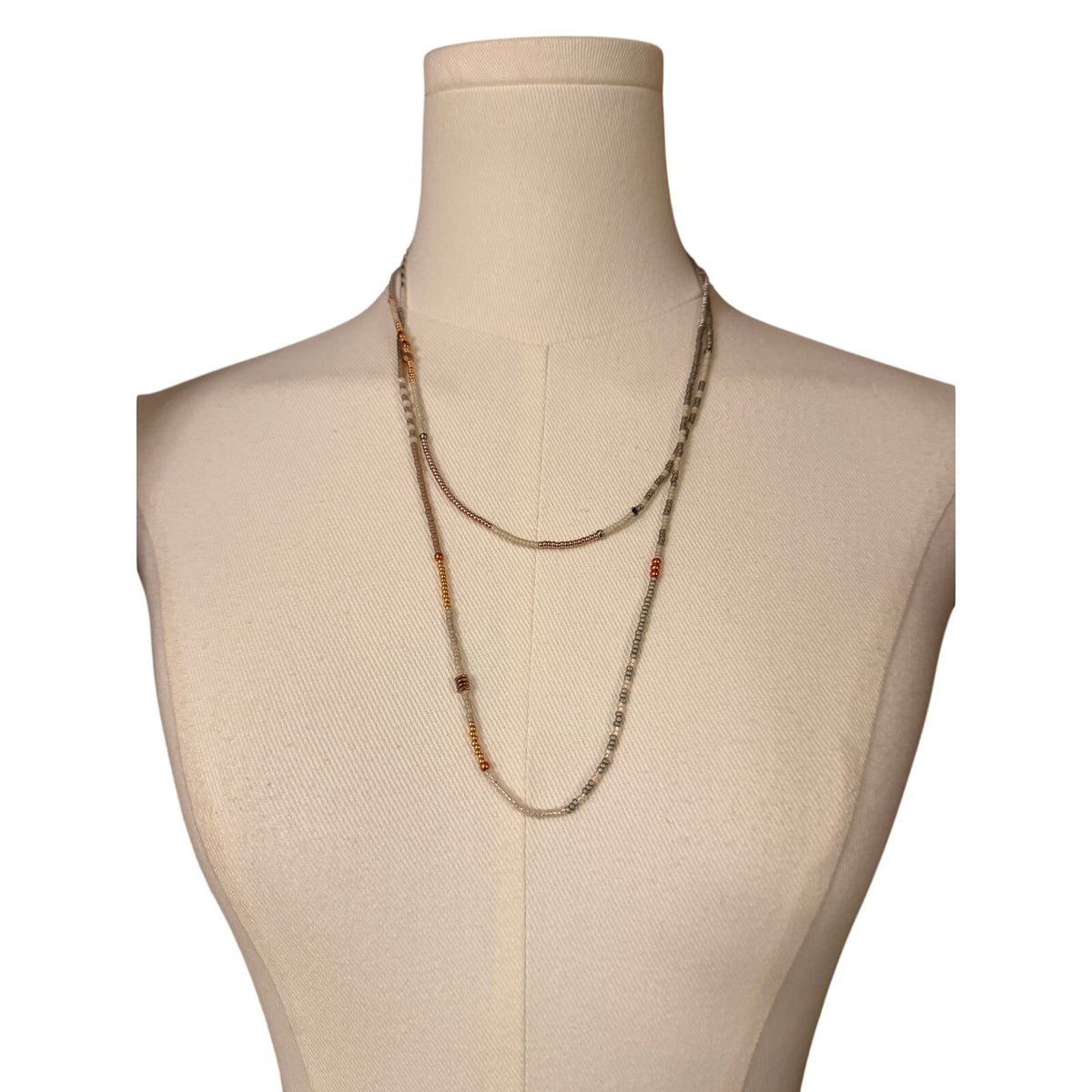 Mixed Bead Necklace 23" Wear Single, Doubled, or Asymmetrical Artisan Vintage