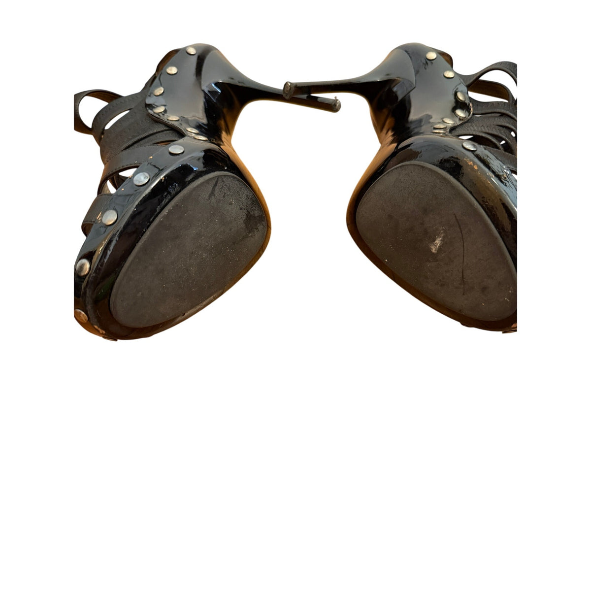 Jimmy Choo Black Studded Multi-Strap Cage Sandal Heels EU 38.5