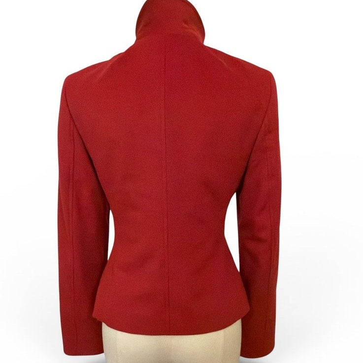 Akris Punto Red Bold Red Pea Coat Wool Angora Jacket US 4
