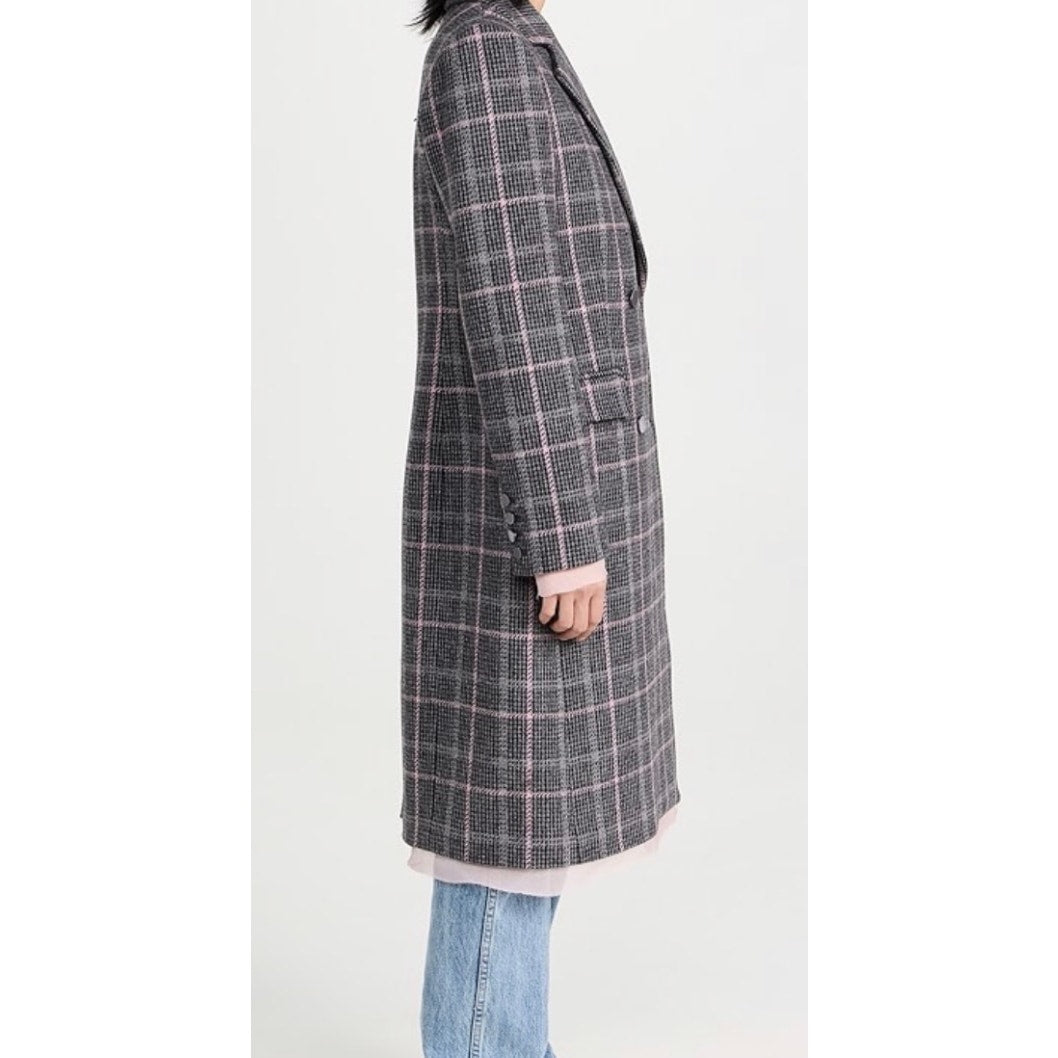 LoveShackFancy Plaid Double-Breasted Wool Coat – Large