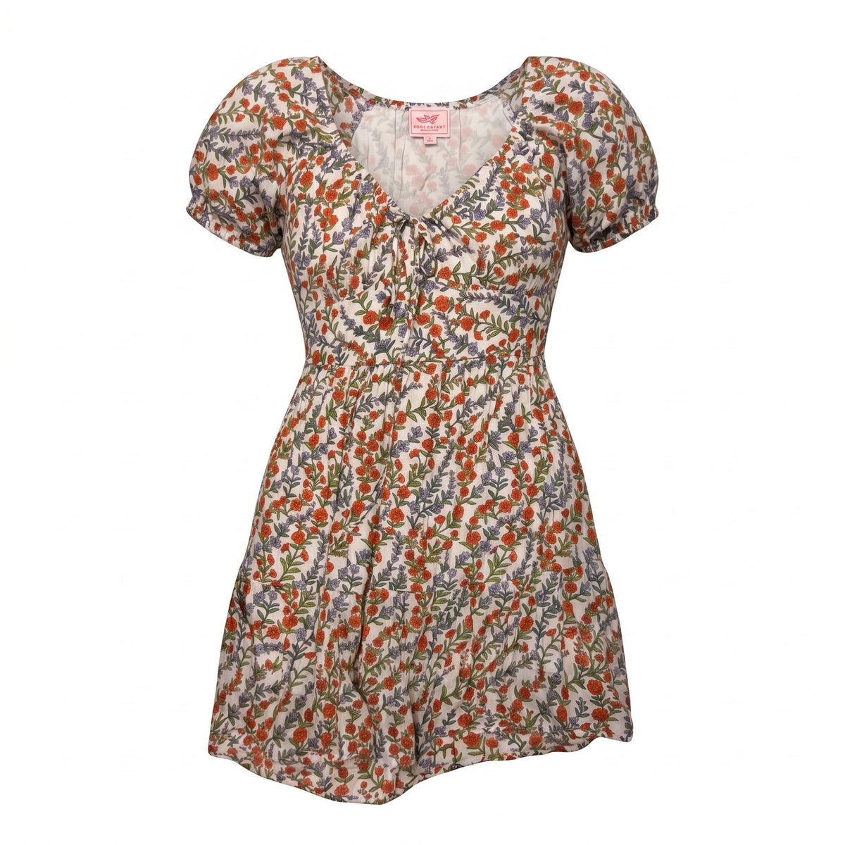 Banjanan Floral Puff Sleeve Cotton Mini Dress Size L