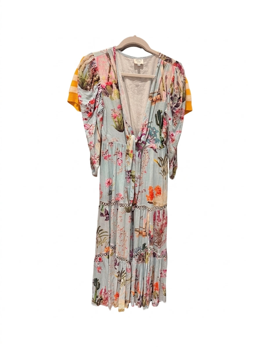 Hemant & Nandita Blue Floral Maxi Dress Cotton Blend - Small - Image 2