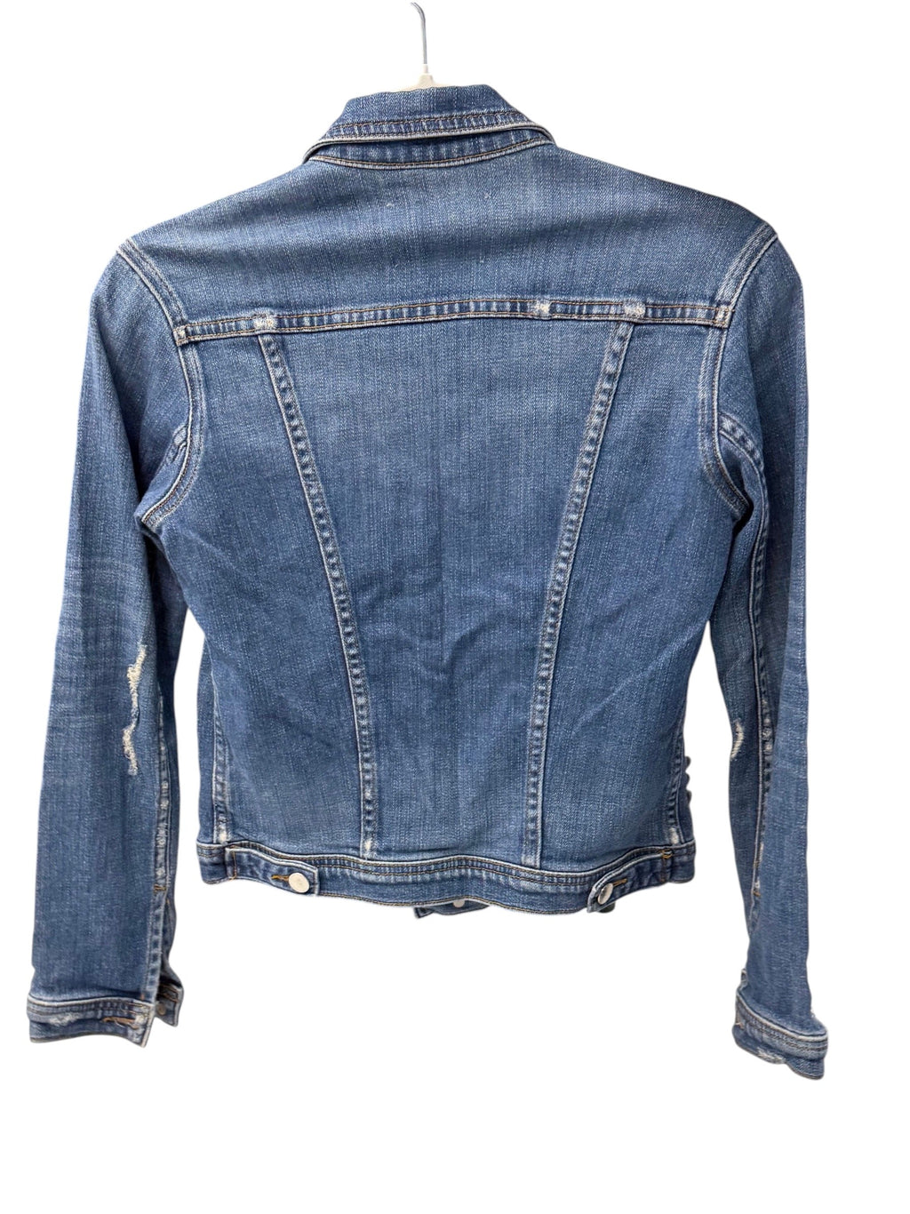 L'AGENCE Denim Jacket Blue Distressed Button Closure - XS - Image 5
