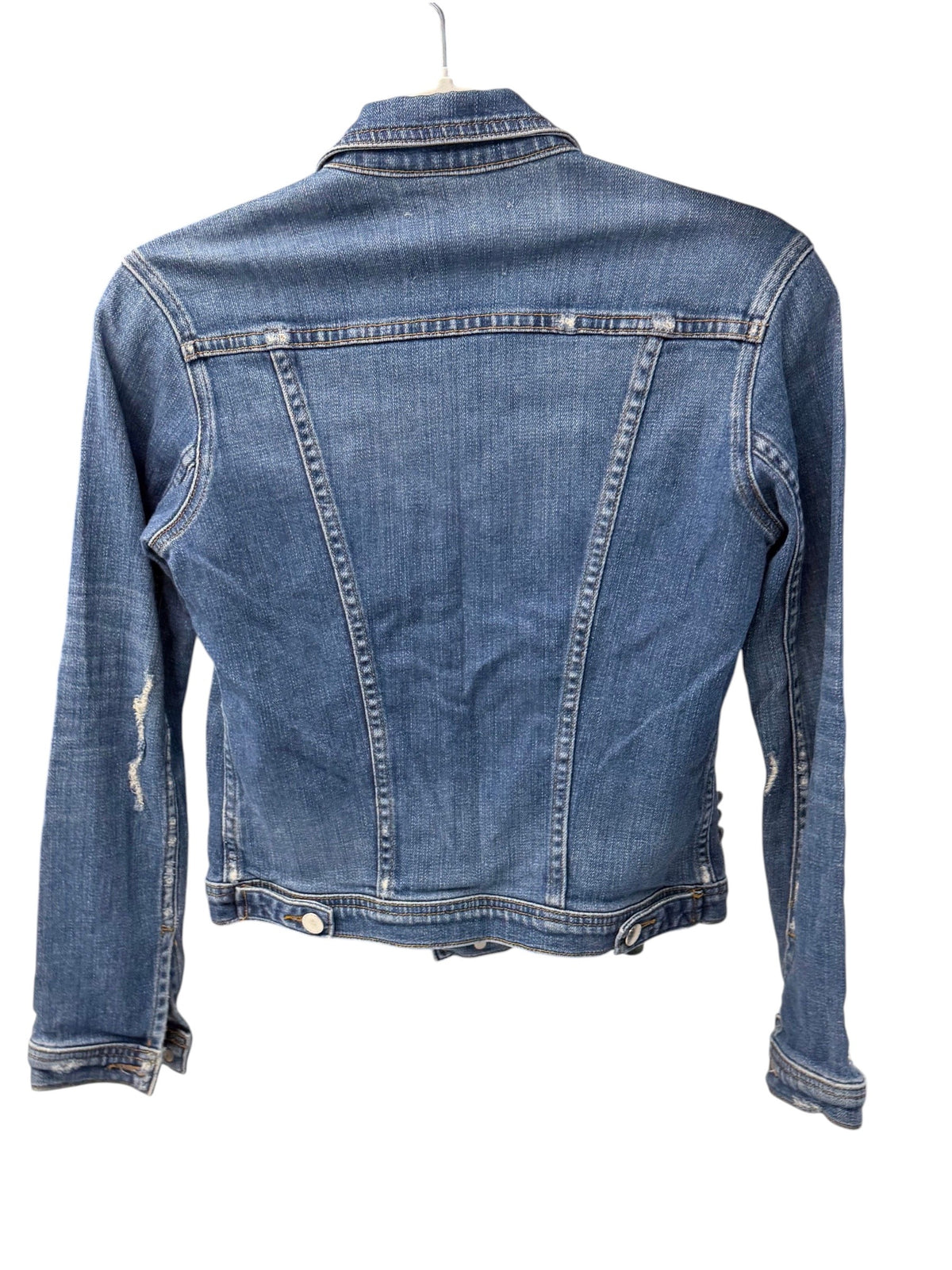 L'AGENCE Denim Jacket Blue Distressed Button Closure - XS - Image 5