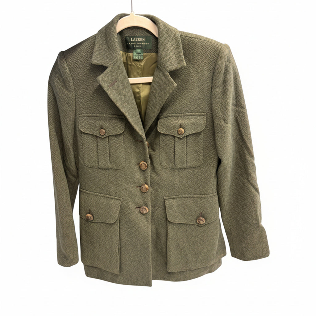 Lauren Ralph Lauren Wool Jacket Olive 2 Petite - Image 2
