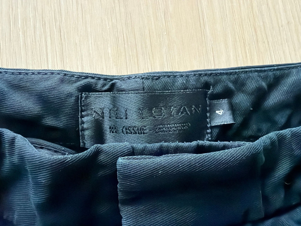 Nili Lotan Black Cotton Twill Single Pleat Pant Size 4 - Image 4
