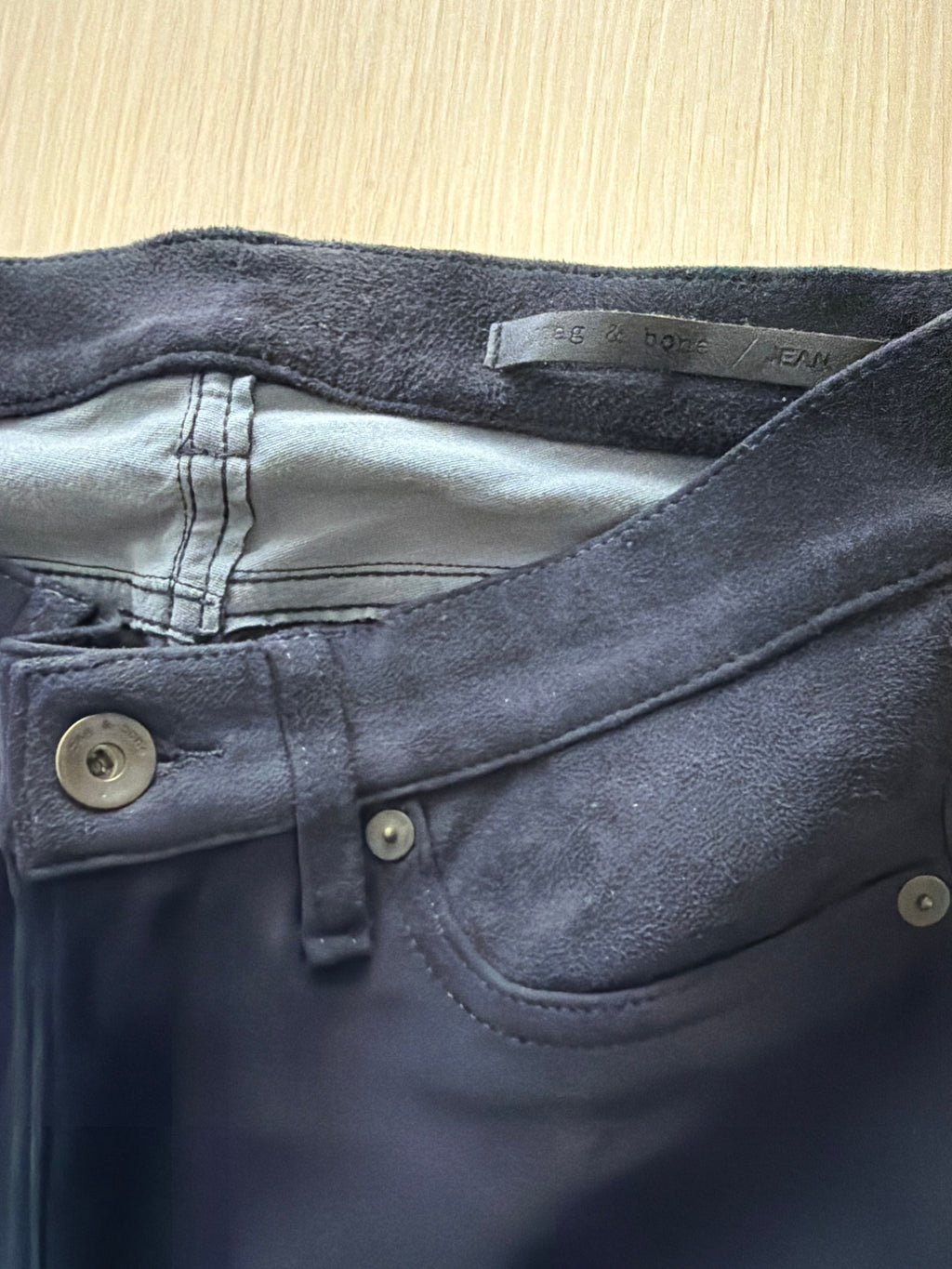 Rag & Bone Navy Suede Skinny Jeans Size 27 - Image 6