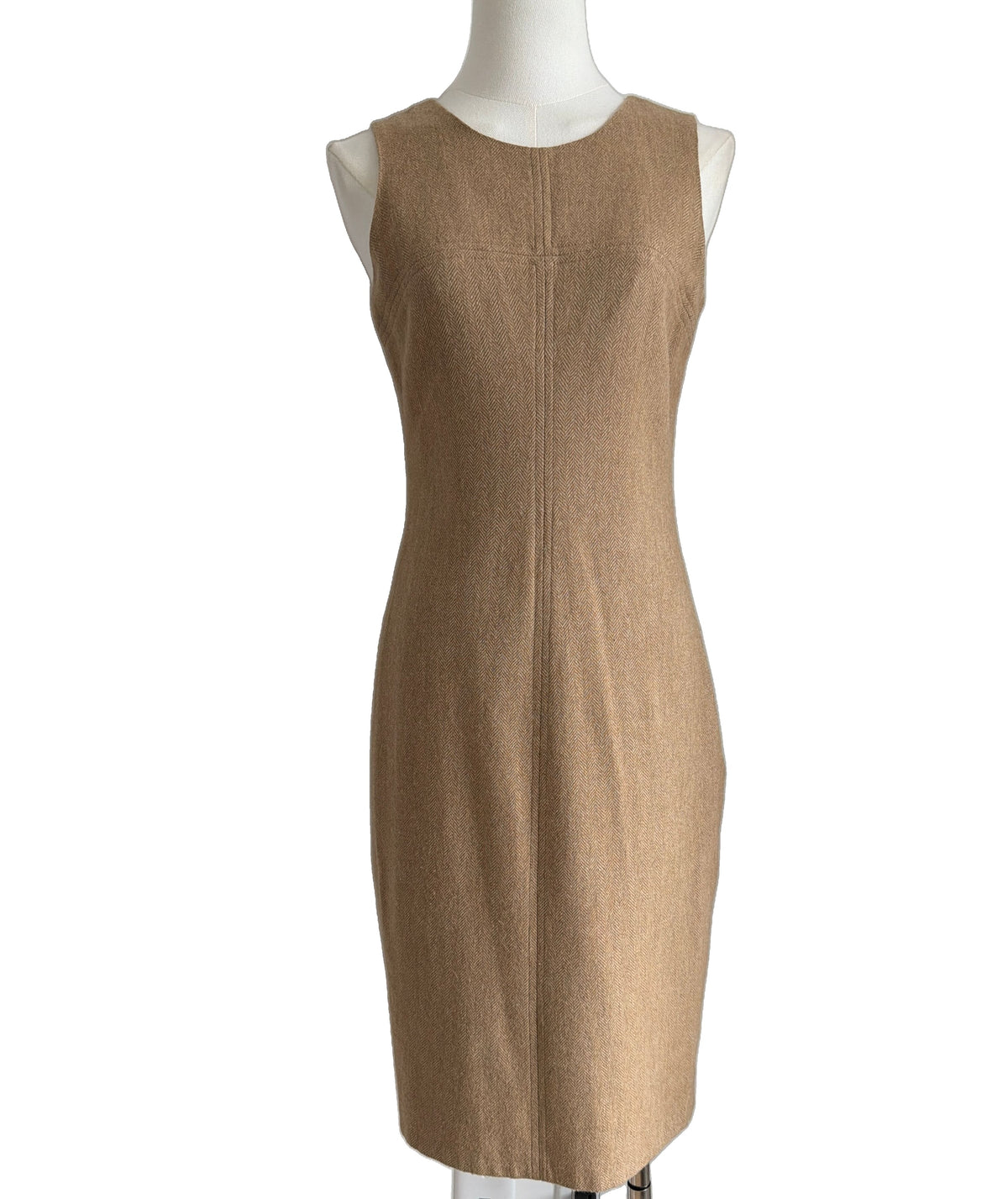 Ralph Lauren Black Label Camel Herringbone Sleeveless Shift Dress Size 4 - Image 1