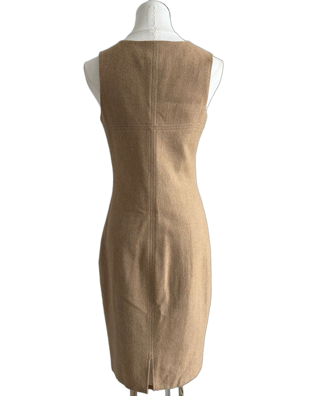 Ralph Lauren Black Label Camel Herringbone Sleeveless Shift Dress Size 4 - Image 2
