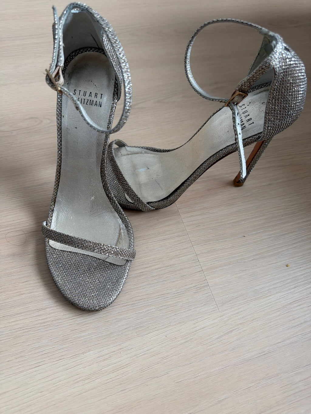 Stuart Weitzman Size 7 Silver Textured Stiletto - Image 1