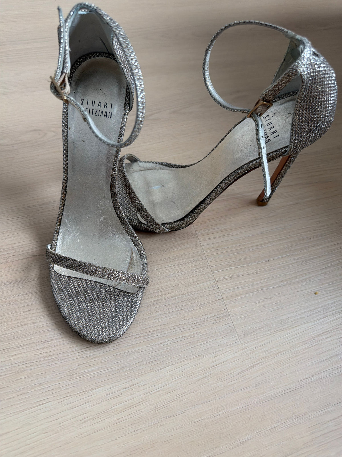 Stuart Weitzman Size 7 Silver Textured Stiletto - Image 1