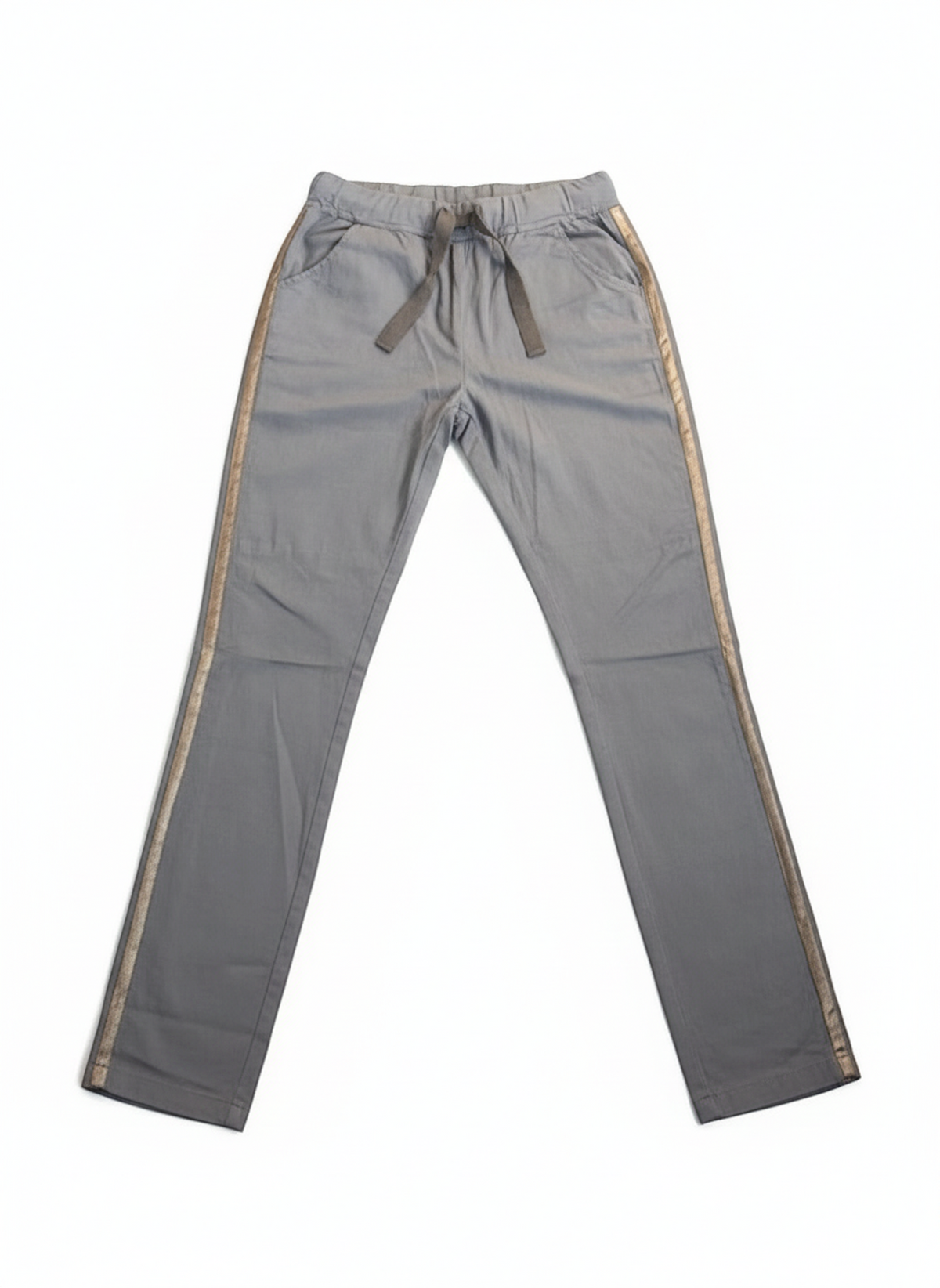 Women’s Italian Joggers Taupe Ribbon Trim Drawstring Size S/M - Image 1