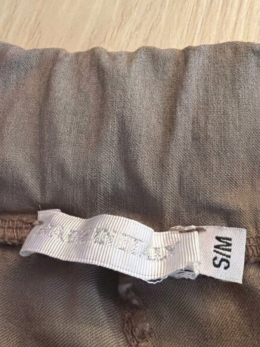 Women’s Italian Joggers Taupe Ribbon Trim Drawstring Size S/M - Image 4